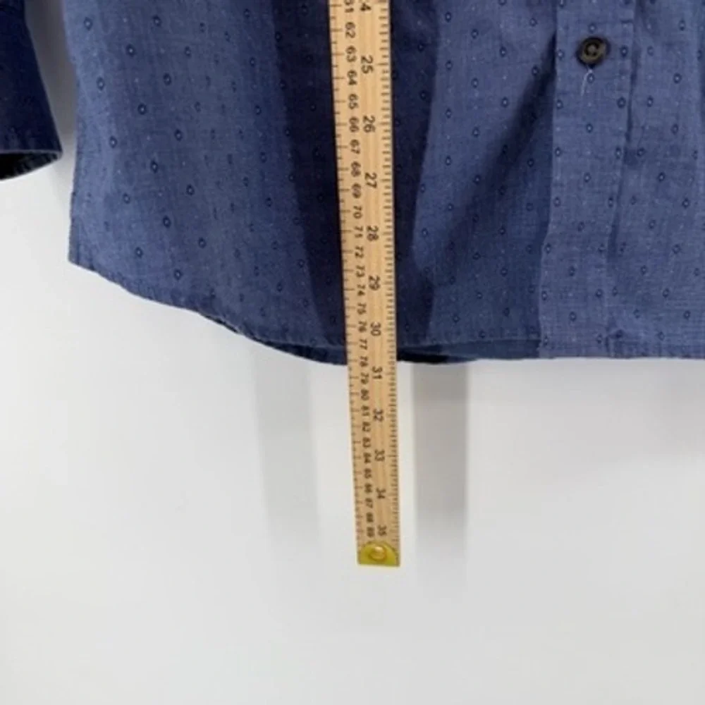 Banana Republic Mens Slim Fit Stretch Soft Wash Blue Dot Dress‎ Shirt XL